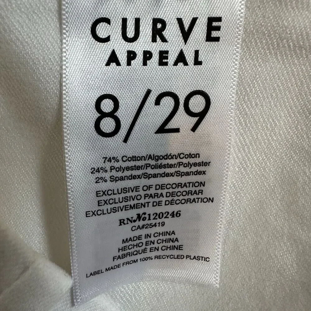 Curve Appeal White Golf Skort Size 8 NWT Braided Side Trim Stretch Skirt Shorts - Picture 9 of 11